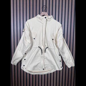 Nocturne Parka Jacket 1 / US Small Mens Ivory Waist Drawstring Hooded Cotton